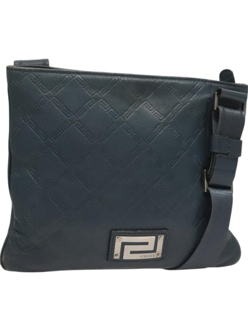 VERSACE Shoulder Bag Leather Blue